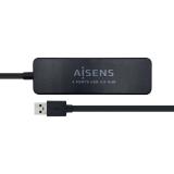 AISENS - Hub USB 3.0, Tipo A/M - 4 x Tipo A/H, Negro, 30 cm