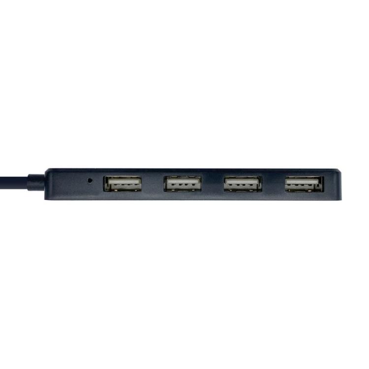 AISENS - Hub USB 2.0, Tipo A/M - 4 x Tipo A/H, Negro, 30 cm