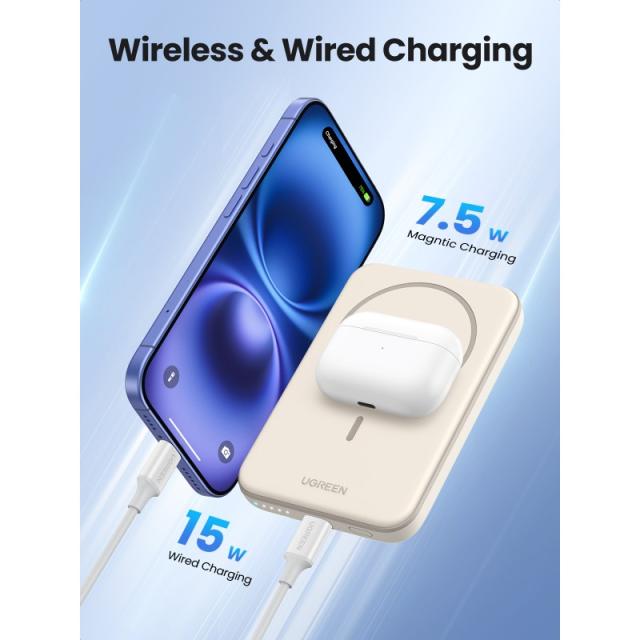 Ugreen - 25207 batería externa 5000 mAh Cargador inalámbrico Negro