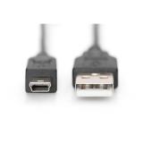 Digitus - Cable de conexión USB-A - Mini-B, 1,8 m - AK-300130-018-S