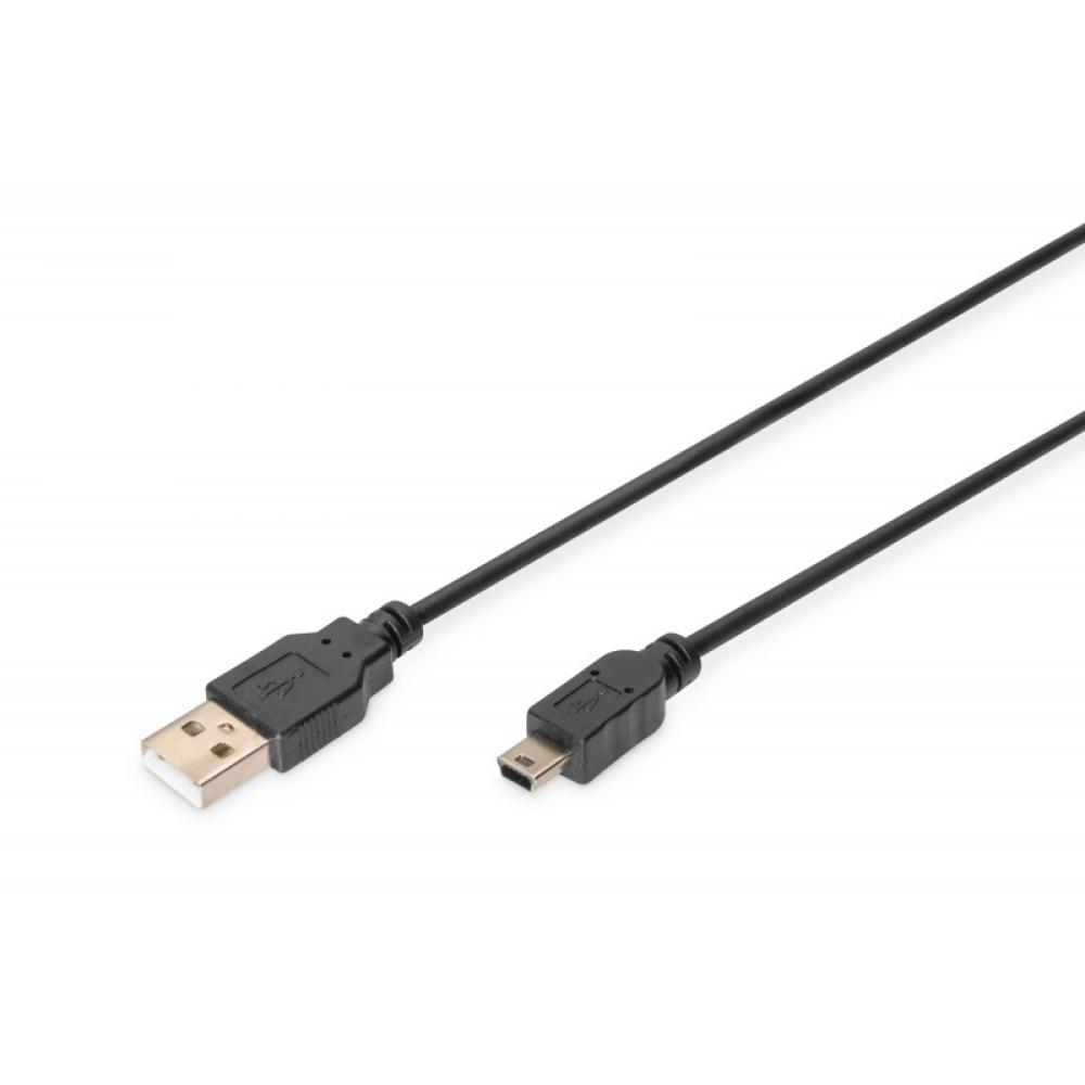 Digitus - Cable de conexión USB-A - Mini-B, 1,8 m - AK-300130-018-S
