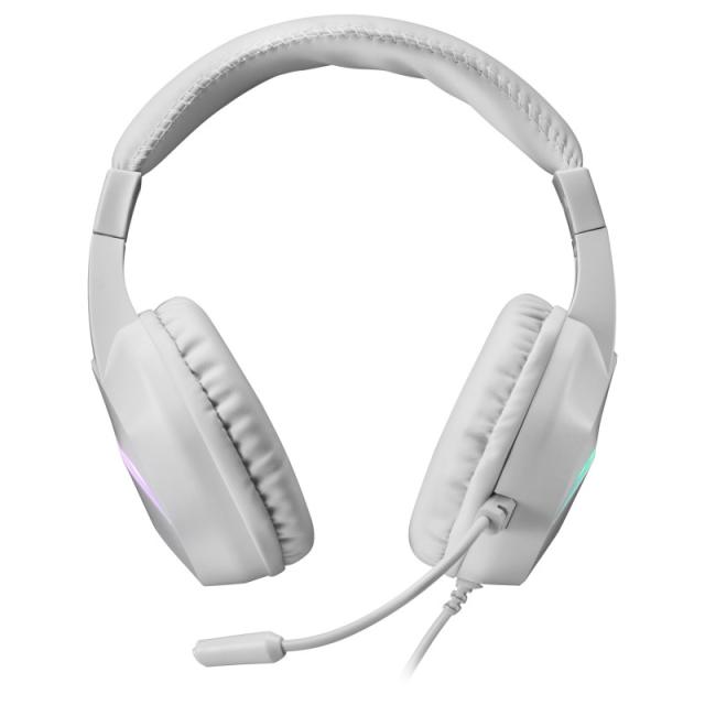 Mars Gaming - MH122 Blanco, Cascos Gaming FRGB Over Ear con Micrófono, Sonido HiFi, Cancelación de Sonido, Ultraligeros, PS4 PS5