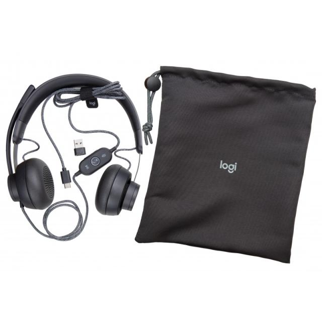 Logitech - 981-000870 auricular y casco Auriculares Alámbrico Diadema Llamadas/Música USB Tipo C Grafito