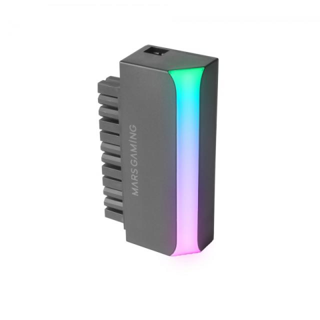 Mars Gaming - MCA-L24, Adaptador ATX 24 PIN a 90°, Iluminación 5V 3-PIN ARGB, Adaptador de Alimentación para Placas Base, Instal