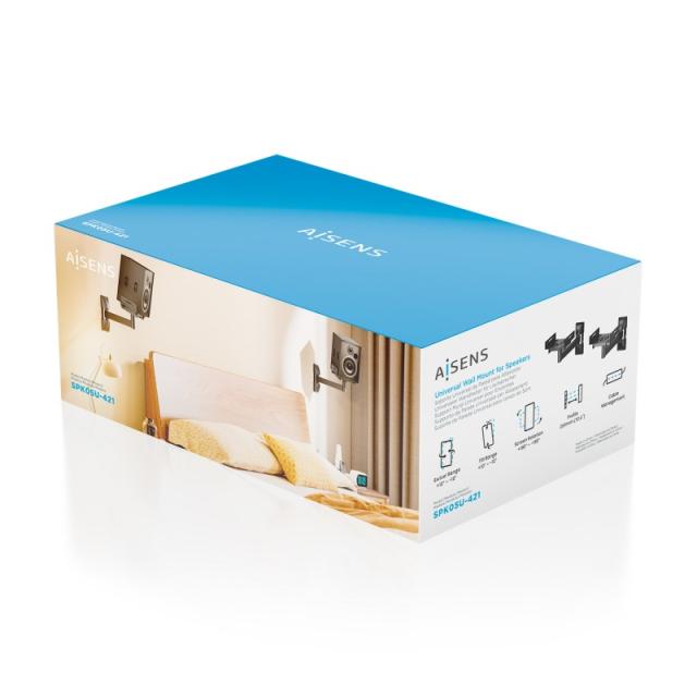 AISENS - Soporte Universal De Pared Giratorio E Inclinable Para Altavoces, Negro - SPK05U-421