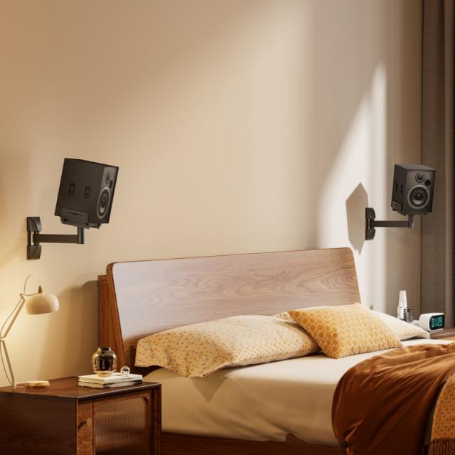 AISENS - Soporte Universal De Pared Giratorio E Inclinable Para Altavoces, Negro - SPK05U-421