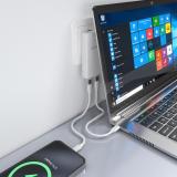 AISENS - Cargador De Pared GaN Ultra Delgado 65W, 2xUSB-C PD3.0 QC4.0, Blanco