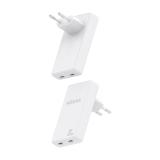 AISENS - Cargador De Pared GaN Ultra Delgado 65W, 2xUSB-C PD3.0 QC4.0, Blanco