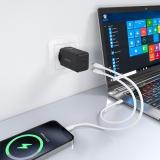 AISENS - Cargador GaN 65W, 2xUSB-C PD3.0 QC4.0, Negro