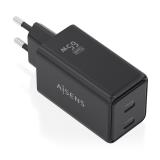 AISENS - Cargador GaN 65W, 2xUSB-C PD3.0 QC4.0, Negro