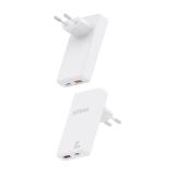 AISENS - Cargador De Pared GaN Ultra Delgado 65W, 1xUSB-C PD3.0 QC4.0, 1xUSB-A QC3.0, Blanco
