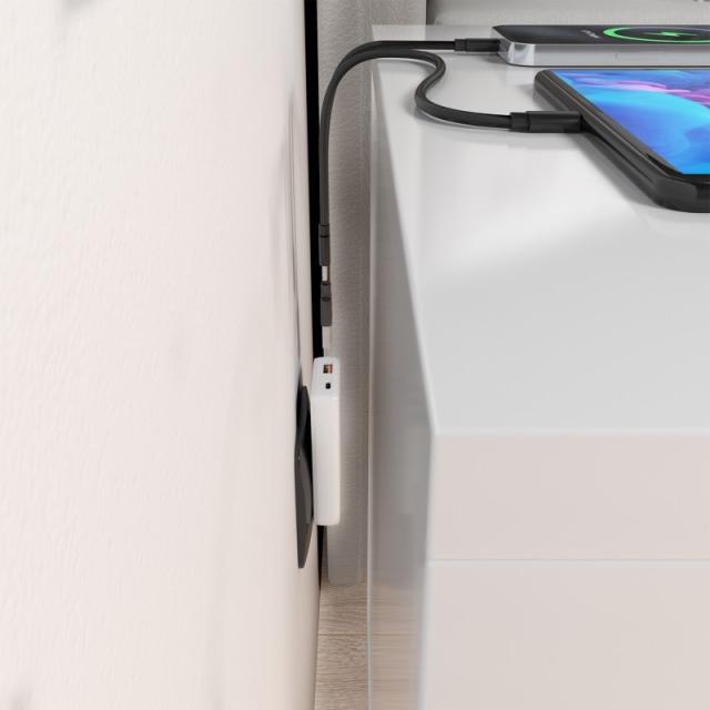 AISENS - Cargador De Pared GaN Ultra Delgado 65W, 1xUSB-C PD3.0 QC4.0, 1xUSB-A QC3.0, Blanco