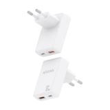 AISENS - Cargador De Pared GaN Ultra Delgado 30W, 1xUSB-C PD3.0 QC4.0, 1xUSB-A QC3.0, Blanco