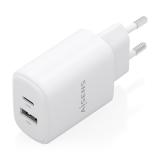 AISENS - Cargador GaN 30W, 1xUSB-C PD3.0 QC4.0, 1xUSB-A QC3.0, Blanco - A110-0977