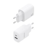AISENS - Cargador GaN 30W, 1xUSB-C PD3.0 QC4.0, 1xUSB-A QC3.0, Blanco - A110-0977