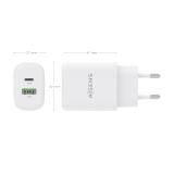 AISENS - Cargador GaN 30W, 1xUSB-C PD3.0 QC4.0, 1xUSB-A QC3.0, Blanco - A110-0977