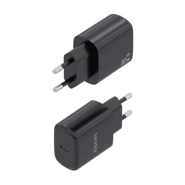 AISENS - Cargador GaN 30W, 1xUSB-C PD3.0, Negro - A110-0976