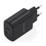 AISENS - Cargador GaN 30W, 1xUSB-C PD3.0 QC4.0, 1xUSB-A QC3.0, Negro - A110-0978