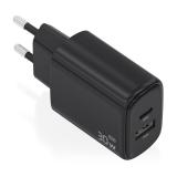 AISENS - Cargador GaN 30W, 1xUSB-C PD3.0 QC4.0, 1xUSB-A QC3.0, Negro - A110-0978