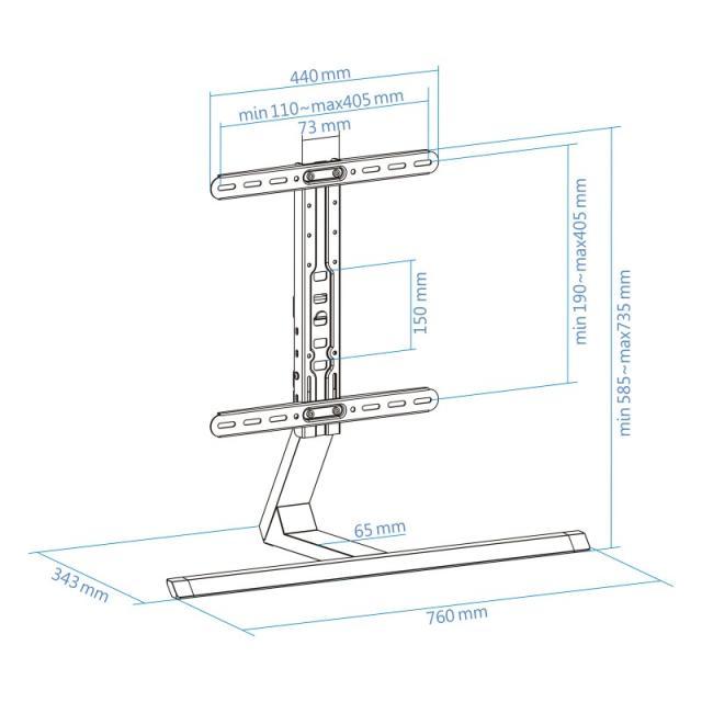TooQ - DB3265F-B soporte para TV 165,1 cm (65") Negro