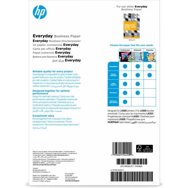 HP - Papel brillante Everyday FSC para impresora láser de 120 gsm: 150 hojas/A4/210 x 297 mm