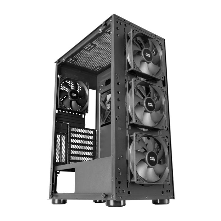 Mars Gaming - MC-PRO2, Torre Profesional E-ATX, Sistema CPU Freezer, 5 Ventiladores Ultra-silenciosos y Frontal Metal-Mesh, Colo