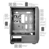 Mars Gaming - MC-PRO2, Torre Profesional E-ATX, Sistema CPU Freezer, 5 Ventiladores Ultra-silenciosos y Frontal Metal-Mesh, Colo