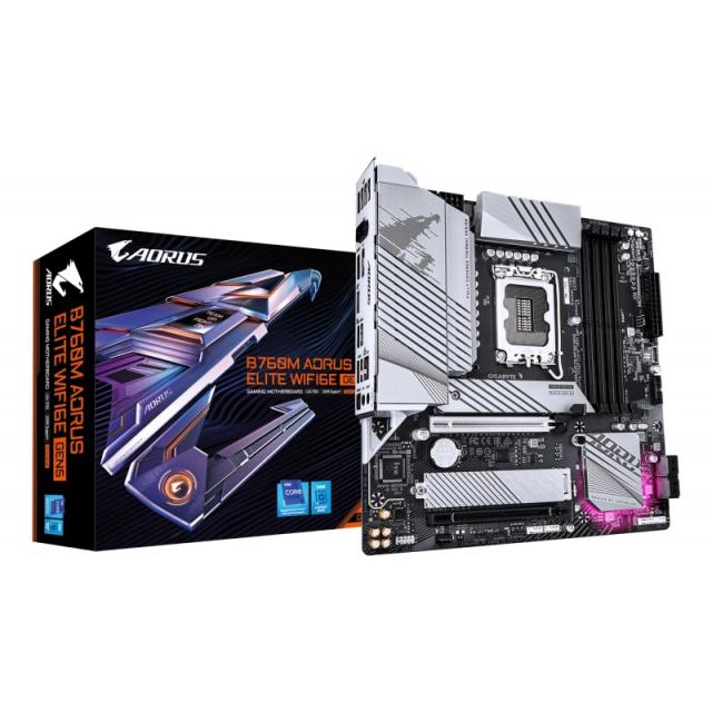 GIGABYTE - B760M AORUS ELITE WIFI6E GEN5 Placa Base – Compatible con procesadores Intel Core 14ª generación, VRM digital de 12+1