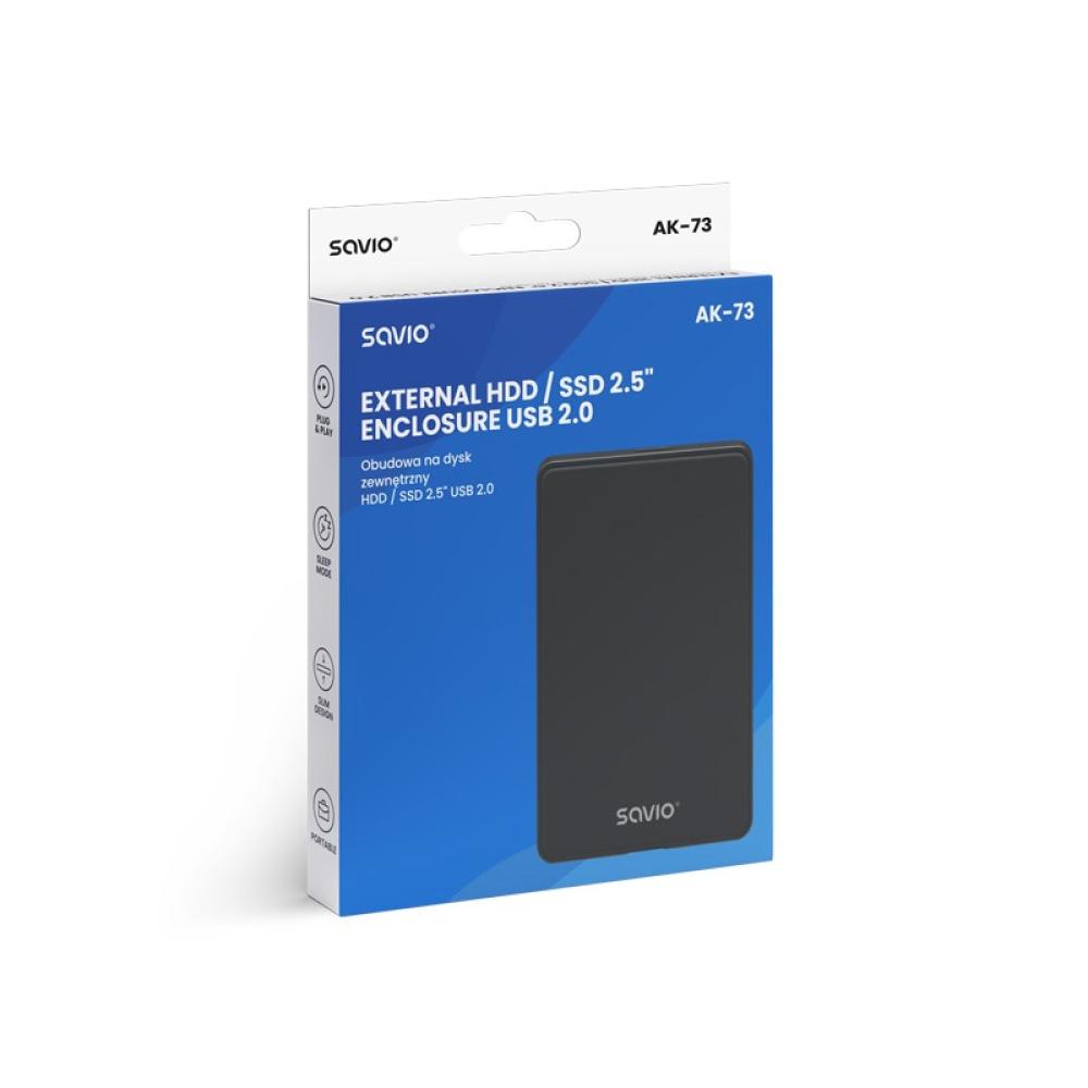 Savio - SAVAK-73 caja para disco duro externo Carcasa de disco duro/SSD Negro 2.5"