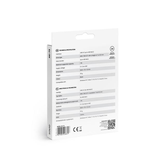 Savio - SAVAK-73 caja para disco duro externo Carcasa de disco duro/SSD Negro 2.5"
