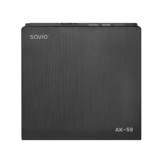 Savio - AK-59 External slim CD/DVD Recorder R/RW - USB-C/USB-A black unidad de disco óptico DVD±RW Negro