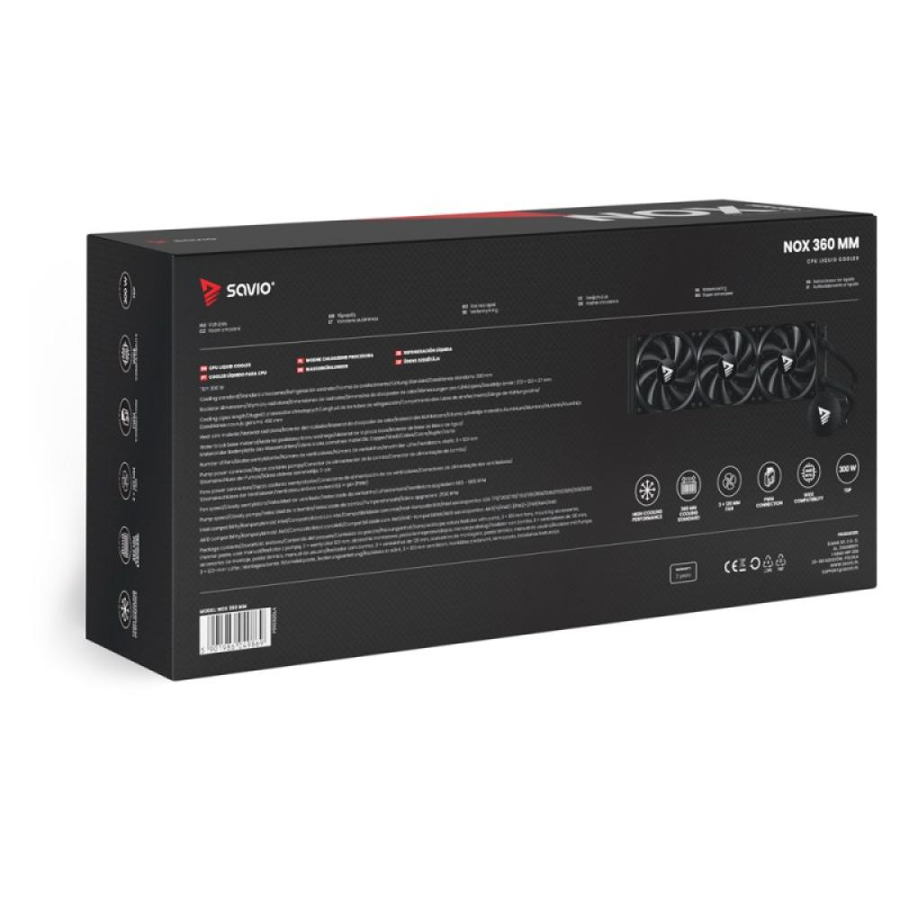 Savio - NOX 360 mm Procesador Kit de refrigeración líquida 12 cm Negro 1 pieza(s)