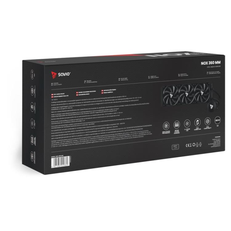 Savio - NOX 360 mm Procesador Kit de refrigeración líquida 12 cm Negro 1 pieza(s)