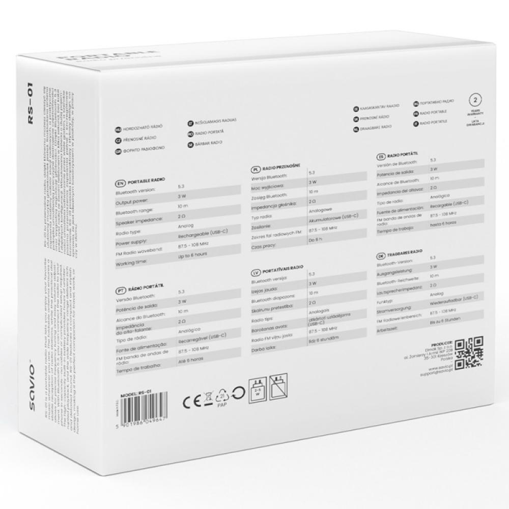 Savio - RS-01 radio Portátil Analógica Negro