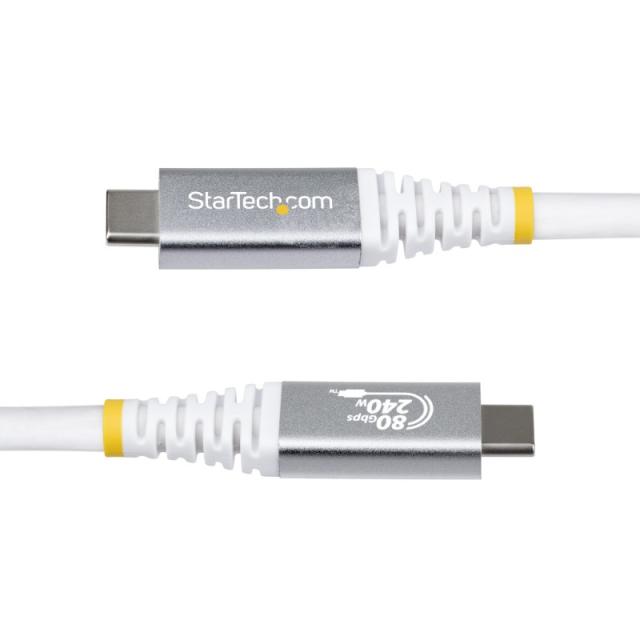StarTech.com - Cable USB4 1m - Cable USB-C Certificado USB-IF - 80Gbps - Cable USB Tipo C - PD de 240W - 8K1 - CC1M80GUSB4CABLEW