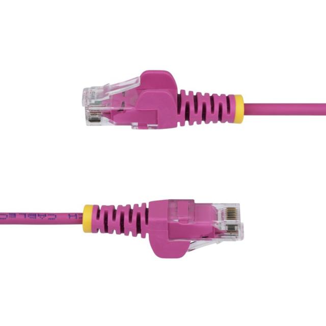 StarTech.com - Cable de Red Ethernet CAT6 Delgado sin Enganches Rosa de 2,5m - Cable RJ45 Snagless Slim 28AWG - Alambre de Cobre
