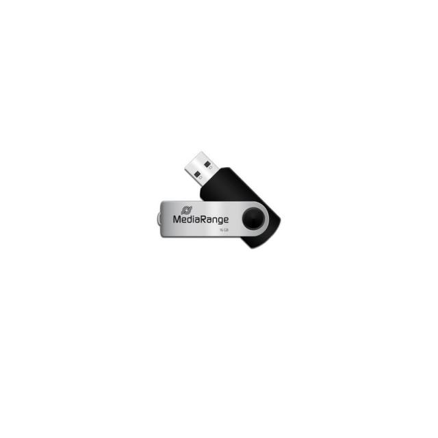 MediaRange - MR910-3 unidad flash USB 16 GB USB tipo A 2.0 Negro, Plata