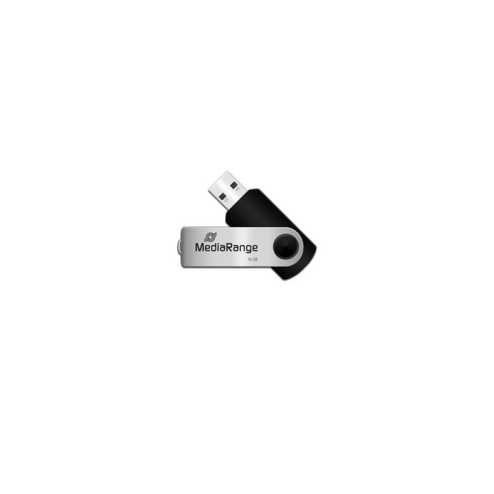 MediaRange - MR910-3 unidad flash USB 16 GB USB tipo A 2.0 Negro, Plata