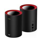 Cudy - M3000 2-Pack Doble banda (2,4 GHz / 5 GHz) Wi-Fi 6 (802.11ax) Negro, Rojo 1 Interno