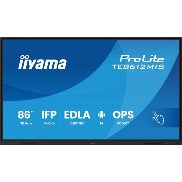 iiyama - TE8612MIS-B4AG pantalla de señalización Diseño de quiosco 2,17 m (85.6") LCD Wifi 400 cd / m² 4K Ultra HD Negro Pantall