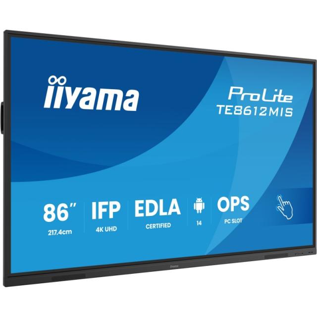iiyama - TE8612MIS-B4AG pantalla de señalización Diseño de quiosco 2,17 m (85.6") LCD Wifi 400 cd / m² 4K Ultra HD Negro Pantall
