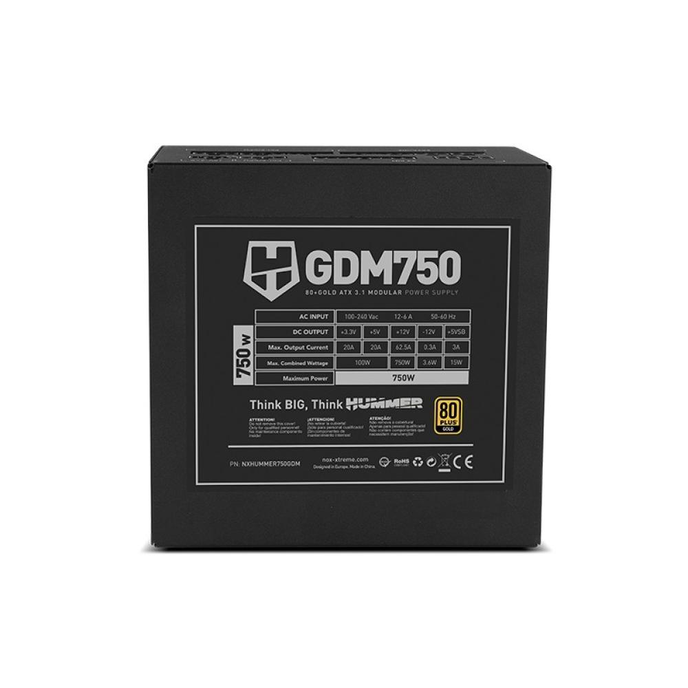 NOX - Hummer GDM 750W GOLD unidad de fuente de alimentación 20+4 pin ATX ATX Negro