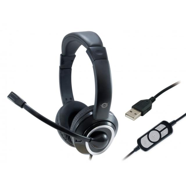 Conceptronic - POLONA Auriculares Alámbrico Diadema Llamadas/Música USB tipo A Negro