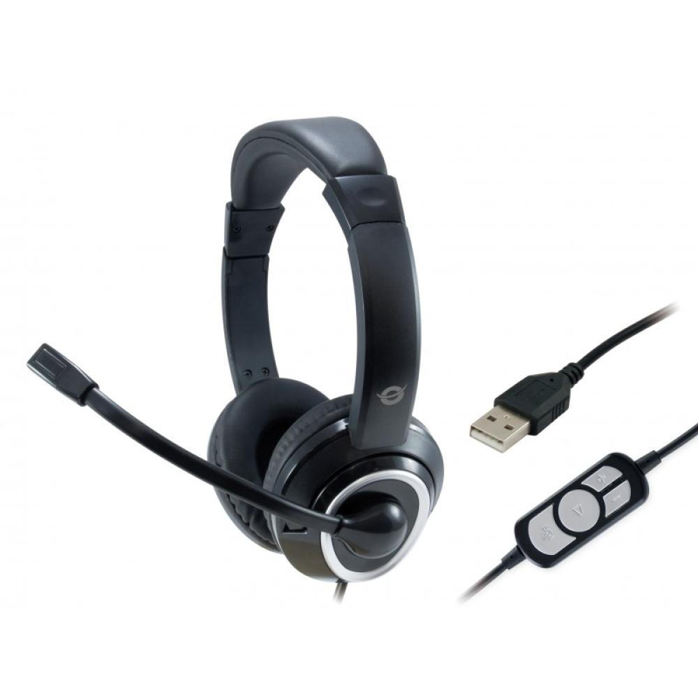 Conceptronic - POLONA Auriculares Alámbrico Diadema Llamadas/Música USB tipo A Negro