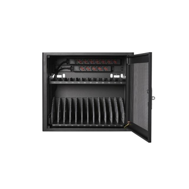 V7 - CHGSTA12AC-1E carrito y armario de dispositivo portátil Carro de gestión y carga para dispositivos portátiles Negro