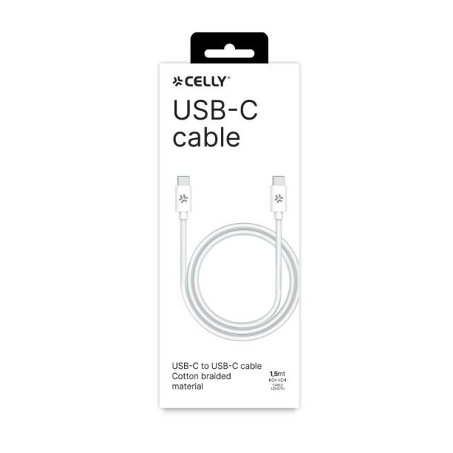 Celly - USBCUSBCCOTTWH cable USB 1,5 m USB C Blanco