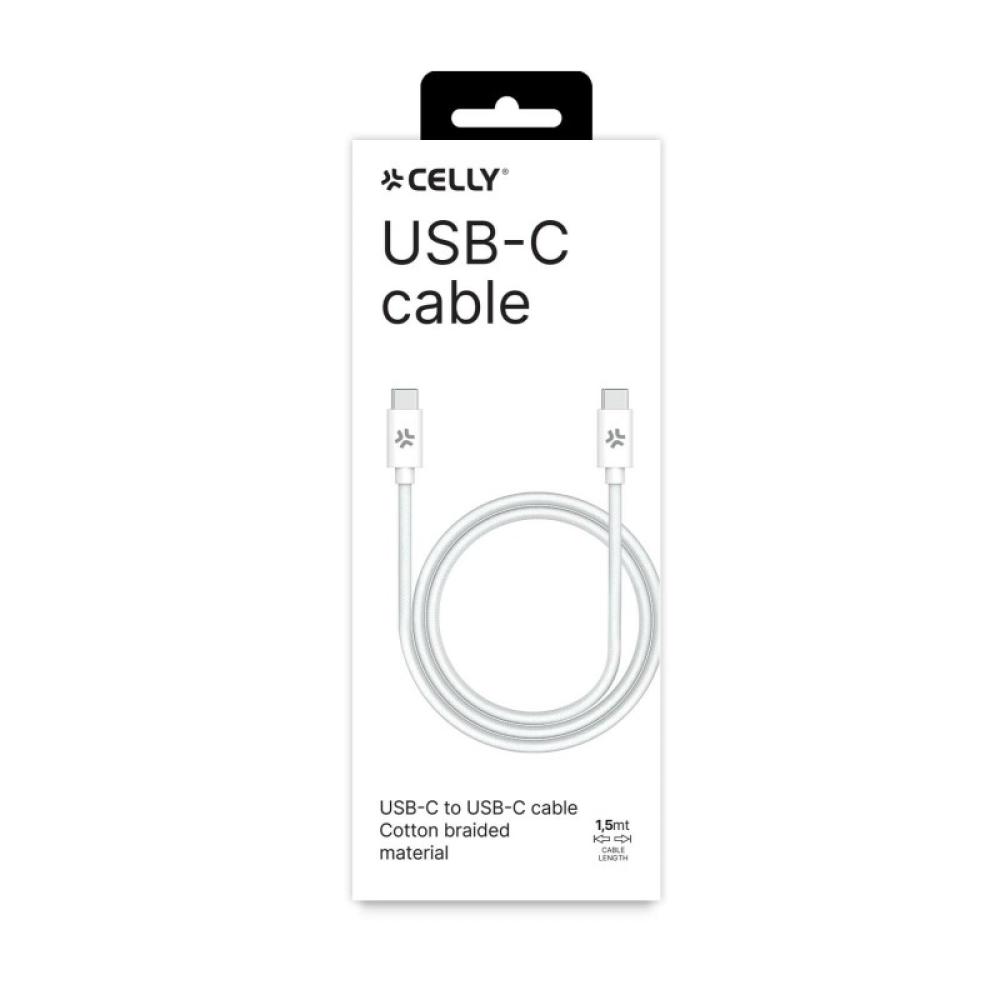 Celly - USBCUSBCCOTTWH cable USB 1,5 m USB C Blanco