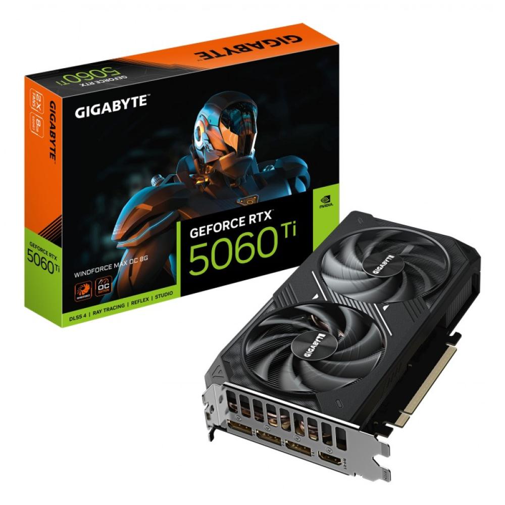 GIGABYTE - GeForce RTX 5060 Ti WINDFORCE MAX OC 8G Tarjeta Gráfica – 8 GB GDDR7, 128 bits, PCI-E 5.0, 2587 MHz Frecuencia del nú