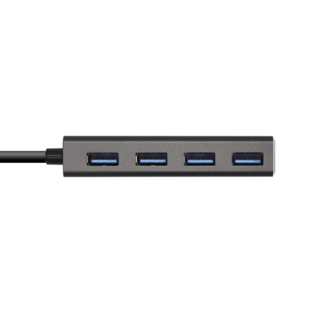 AISENS - Hub USB 3.1 USB-C, USB-C/M - 4 x Tipo A/H, Gris, 15 cm