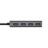 AISENS - Hub USB 3.1 USB-C, USB-C/M - 4 x Tipo A/H, Gris, 15 cm